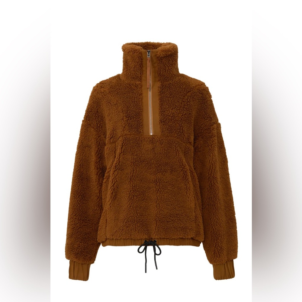 VARLEY Appleton Half Zip Pullover Sherpa Teddy Sweater Jacket Brown Size small